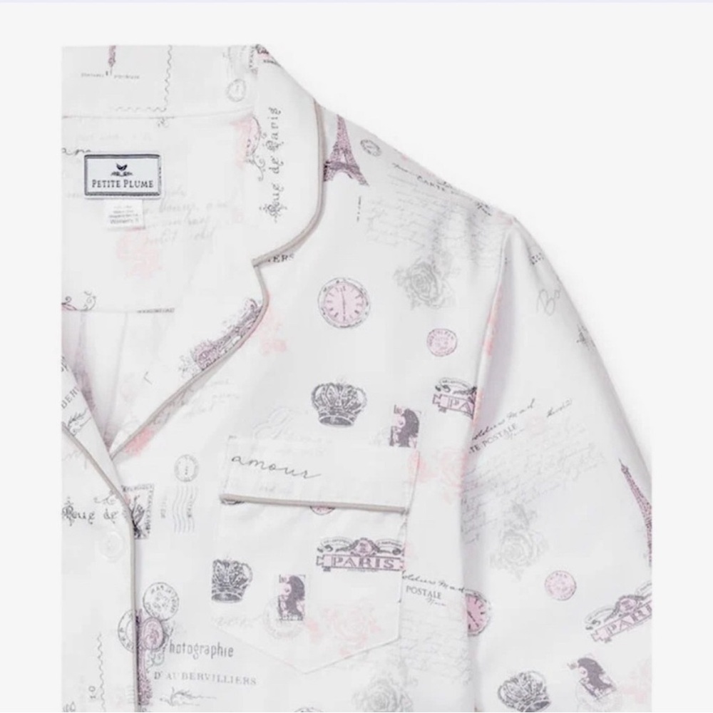 PETITE PLUME Flame Resistant Chemical Free Paris Musings Pajamas Set 12/18 Mths - Picture 2 of 8